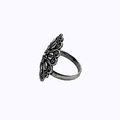 Silver-Plated Oxidised Adjustable Finger Ring